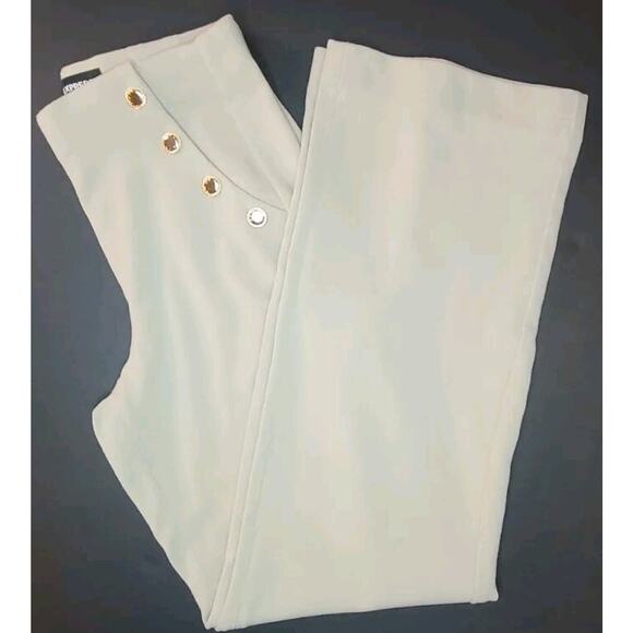 EXPRESS High Rise Trouser Flat Front Sailor Button Wide Leg Pant Womens Sz Small - Picture 4 of 11